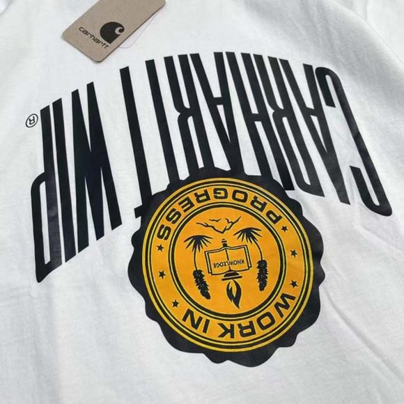 CARHARTT White Letter Yellow Icon T-Shirt - White Short Sleeve - Picture 2 of 11